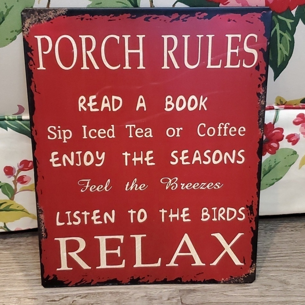 🍄 NWT RED METAL PORCH RULES - Picture 11 of 11